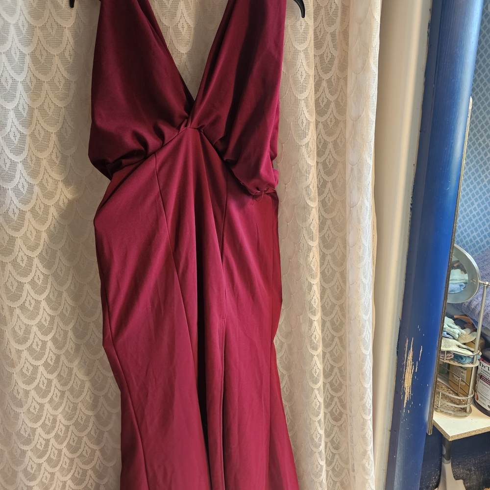 Source Unknown Deep Red Backless Dress - image 3